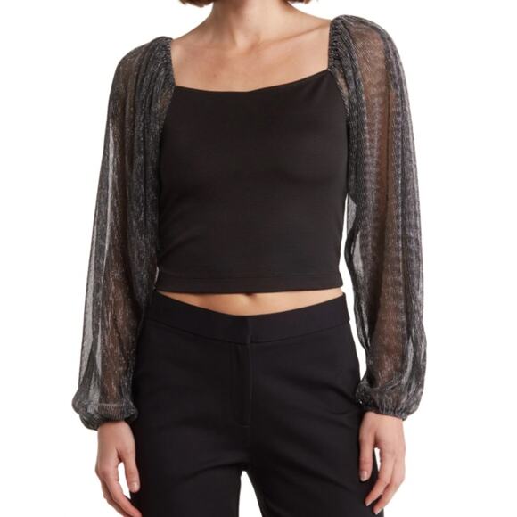 Wildfox Womens M Benicia Long Sleeve Top in Black NEW - Picture 1 of 13